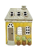 LH104 Yellow House with Topiary Trees